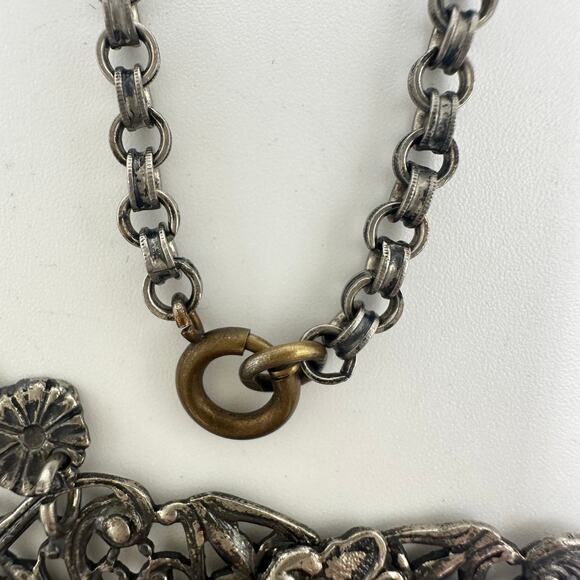 Antique Art Deco 1920s 1930s silver plated Art Nouveau Revival floral necklace - Picture 8 of 8